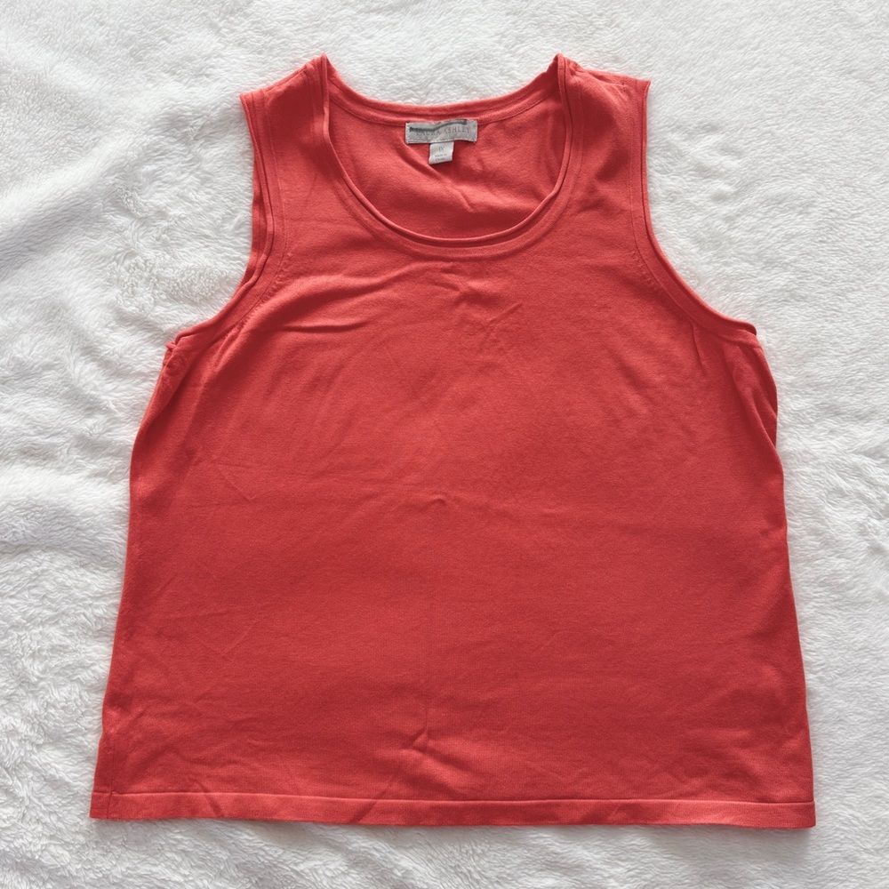 Laura Ashley Knit Sweater Tank Top Coral Pink Size 1X